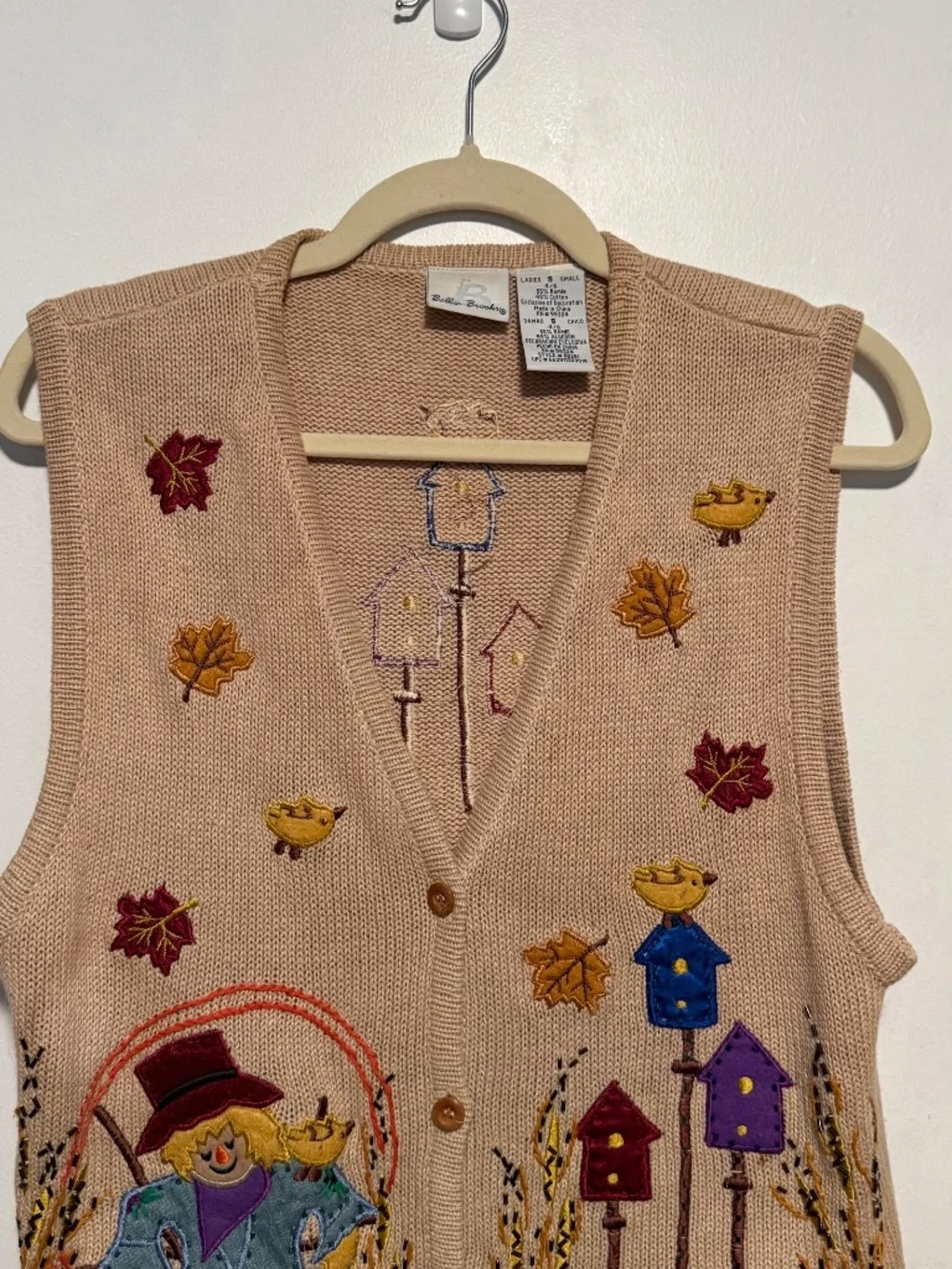 Vintage Bobbie Brooks 90's Fall Harvest Teacher Sweater Vest Button Front Small